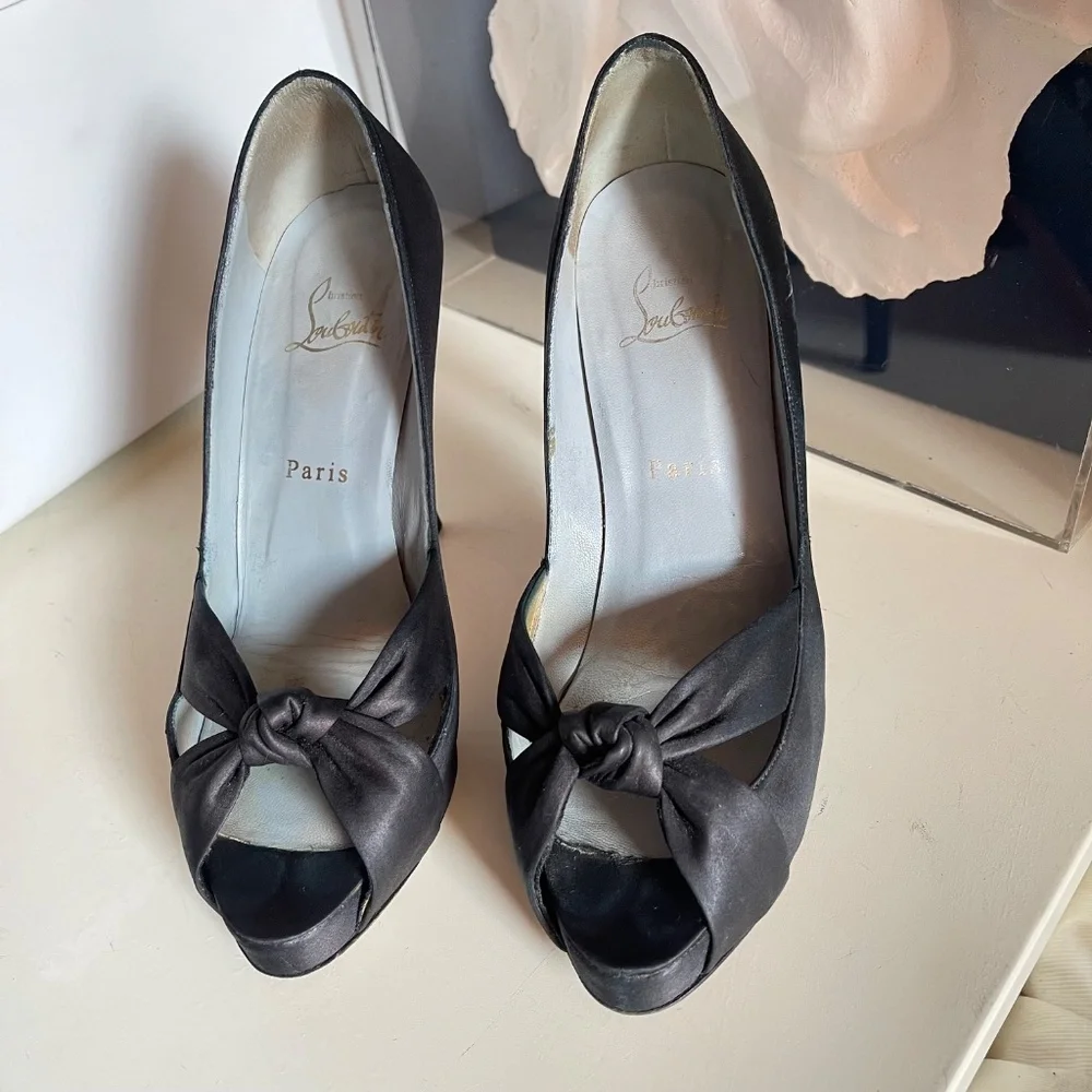 Christian Louboutin Black Peep Toe Heels - Picture 3 of 7